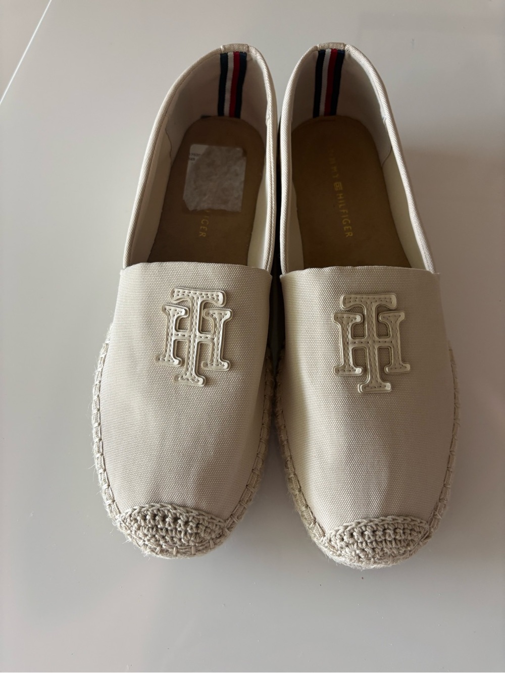 Tommy Hilfiger Cream Canvas Espadrilles with Monogram Accent